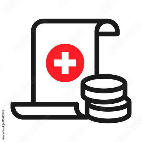 Medical Bill Icon. Medical document with money vector illustration