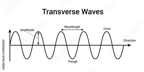 label the parts of a wave vector illustration isolated on white background