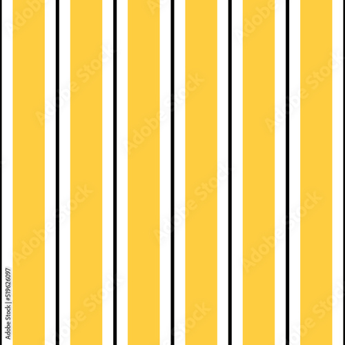 Seamless geometric pattern with black and white lines on yellow background. Vector illustration. Texture for print, textile, fabric, packaging.