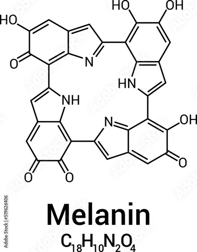 chemical structure of Melanin (C18H10N2O4)