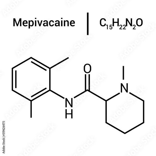 chemical structure of Mepivacaine (C15H22N2O)