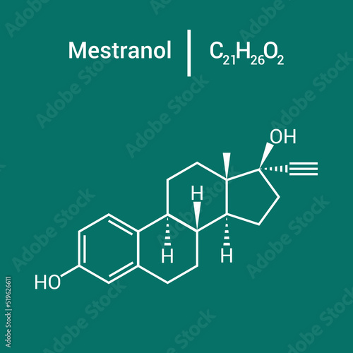 chemical structure of mestranol (C21H26O2) photo