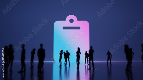 Fotografiet 3d rendering people in front of symbol of clipboard on background