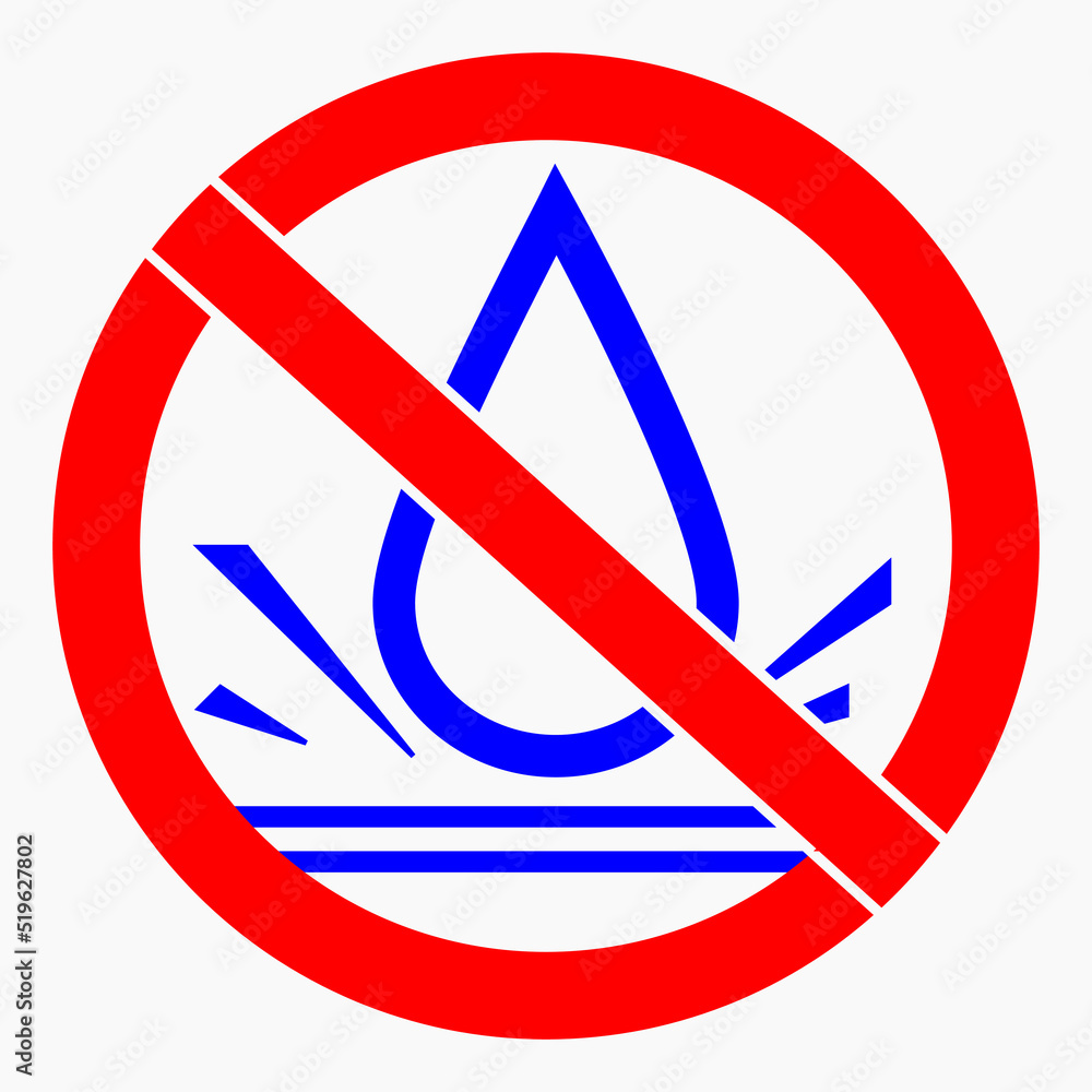 There is no drop. Water protection icon. Spray warnings. No water sign. Rain no. Vector icon. There is no drop. Water protection icon. Spray warnings. No water sign. Rain no. Vector icon.