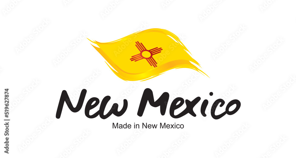 Made in New Mexico USA new handwritten flag ribbon typography lettering