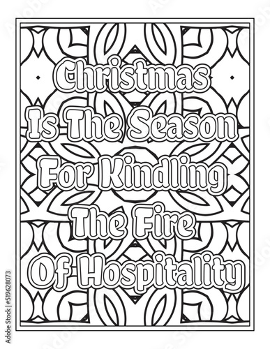 Christmas Quotes Coloring Book Page  inspirational words coloring book pages design. Positive Quotes design