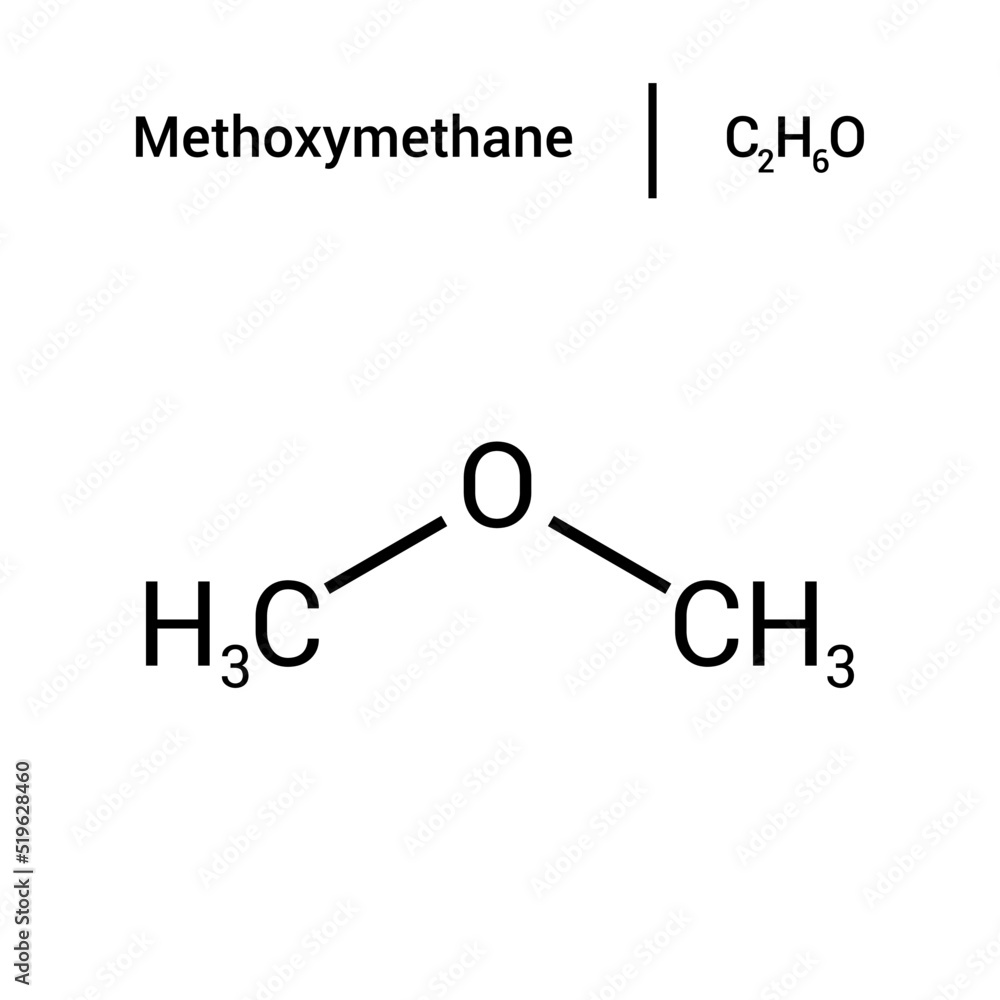 chemical structure of methoxymethane (C2H6O)