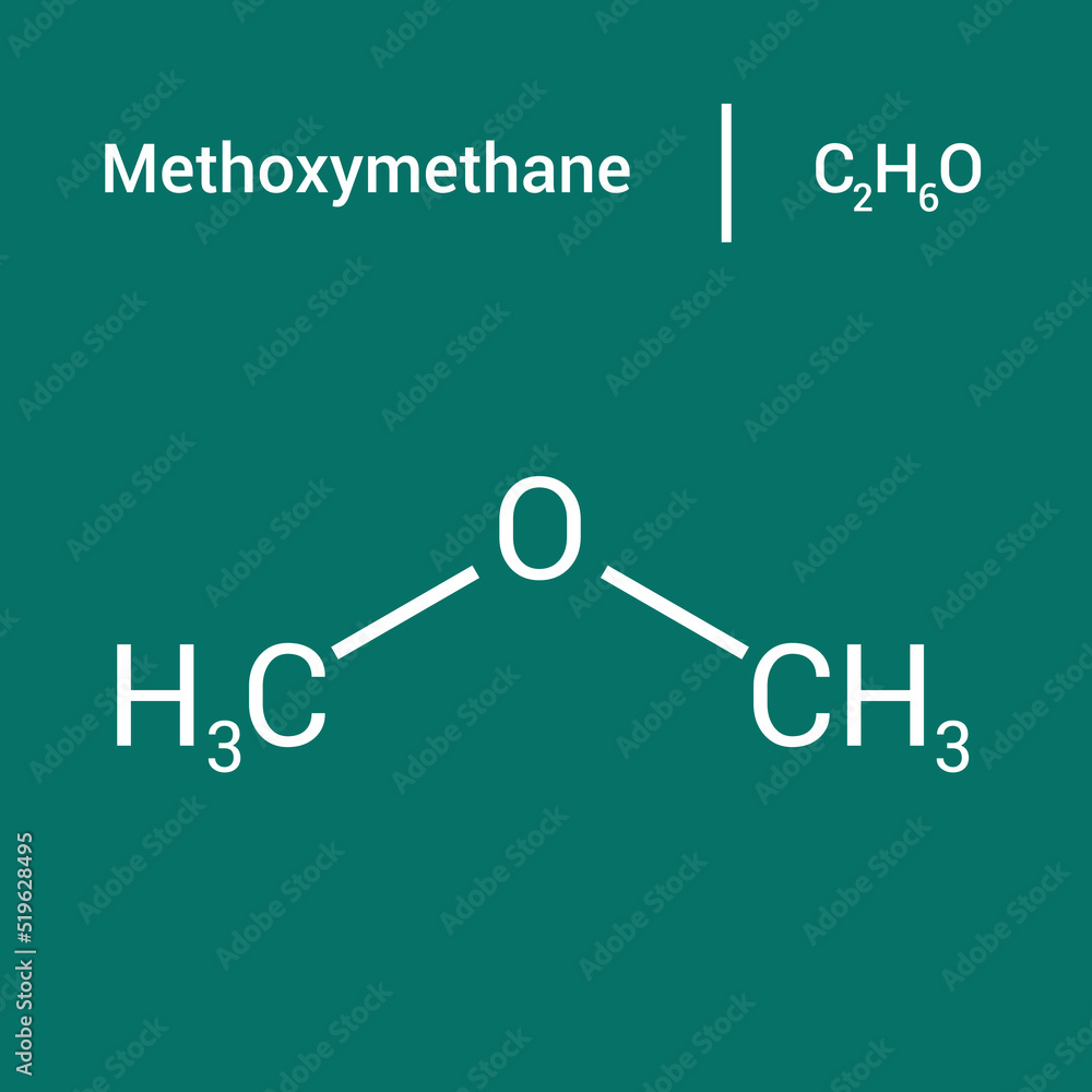 chemical structure of methoxymethane (C2H6O) Stock Vector | Adobe Stock