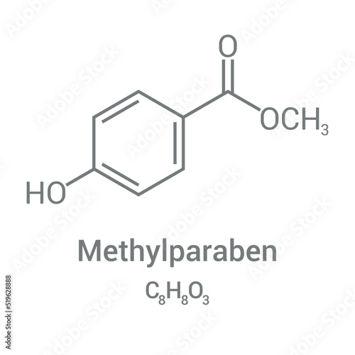 chemical structure of Methylparaben (C8H8O3) photo