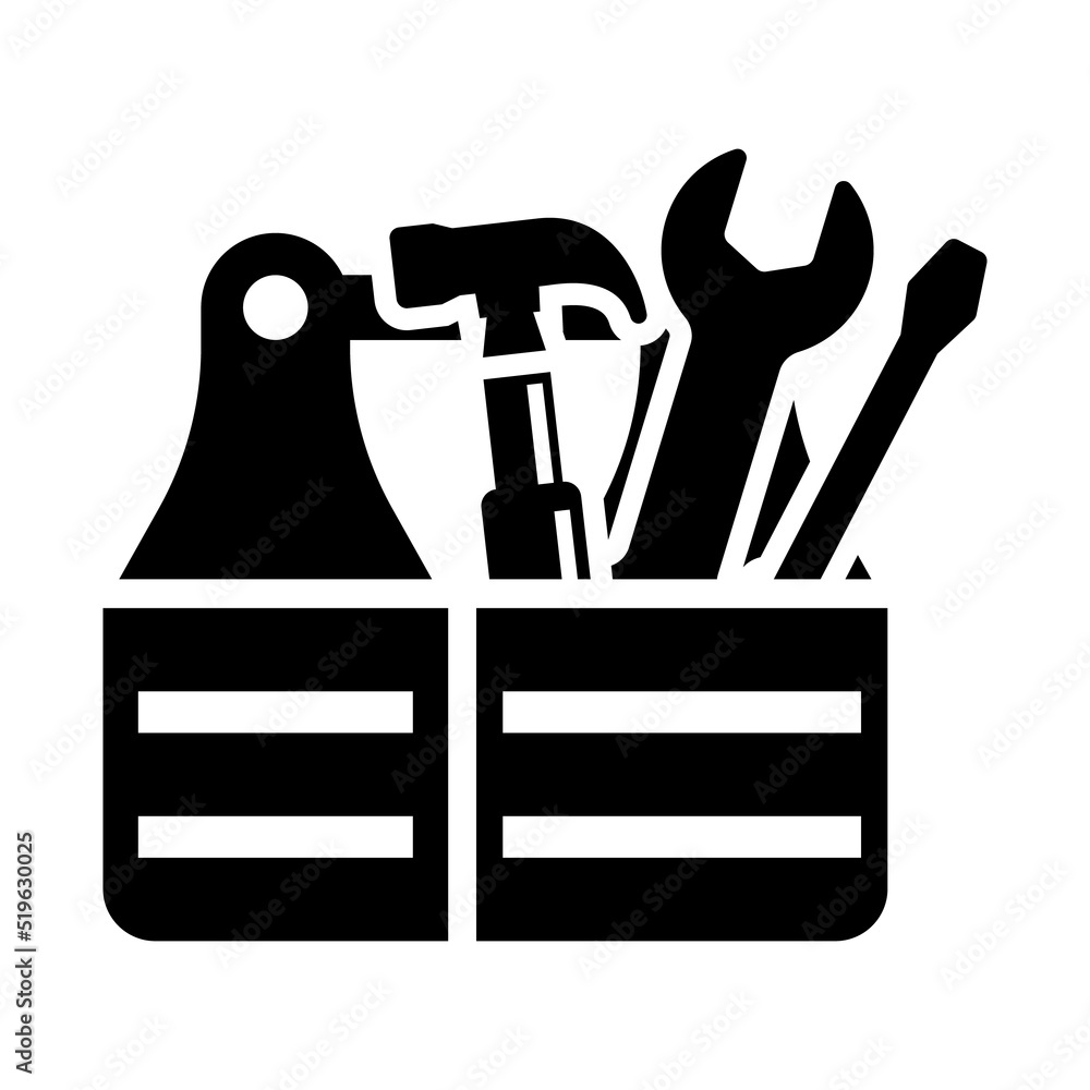 Toolbox or tool kit. Tool box or Fixing, repair and renovation