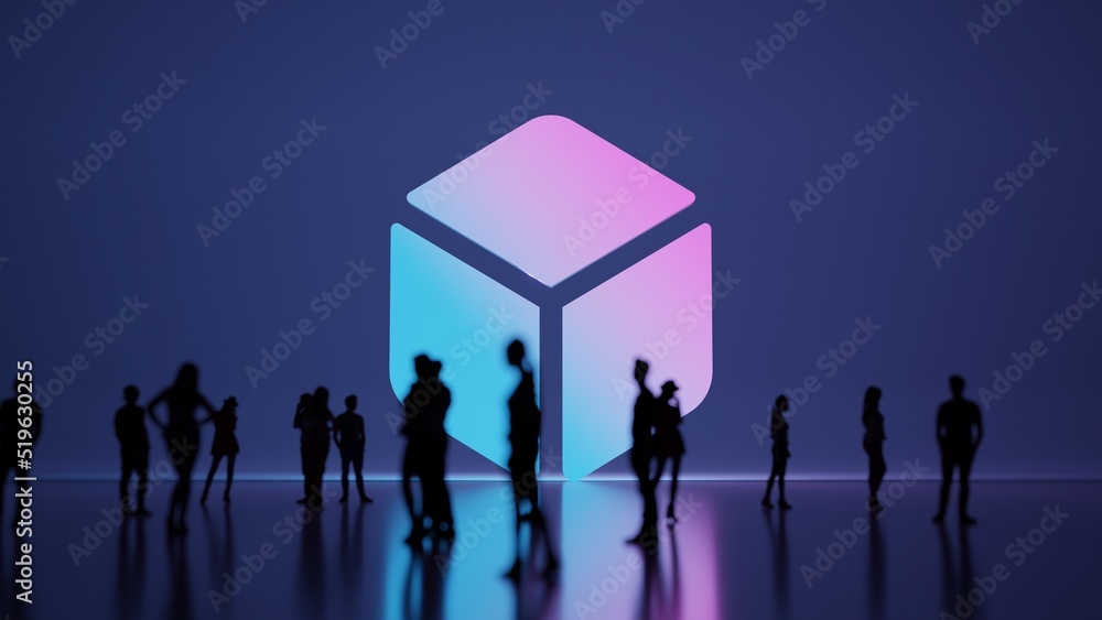3d rendering people in front of symbol of dice on background