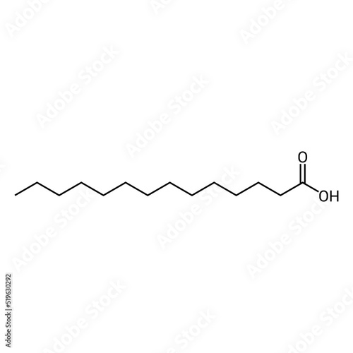 chemical structure of Myristic acid (C14H28O2) photo