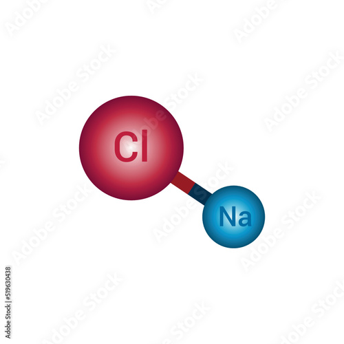 sodium chloride (NaCl) molecular structure isolated on white background.