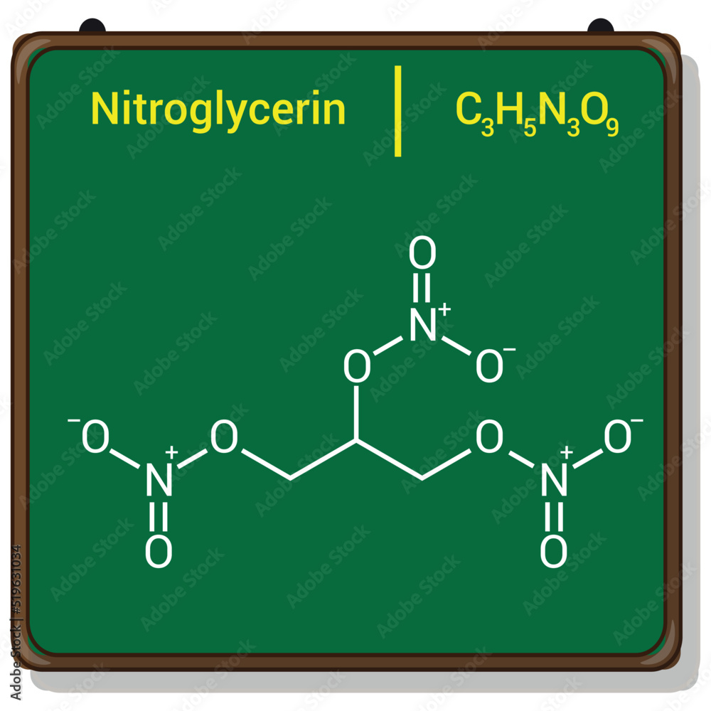 chemical structure of Nitroglycerin (C3H5N3O9) Stock Vector Adobe Stock