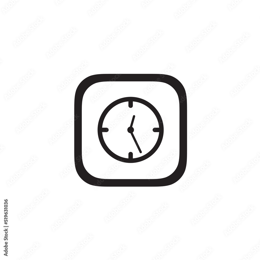Trendy clock app icon in flat style isolated on white background. Icon