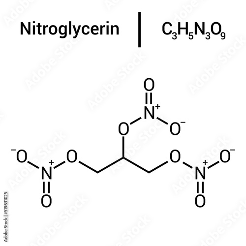 Vettoriale Stock chemical structure of Nitroglycerin (C3H5N3O9) | Adobe  Stock