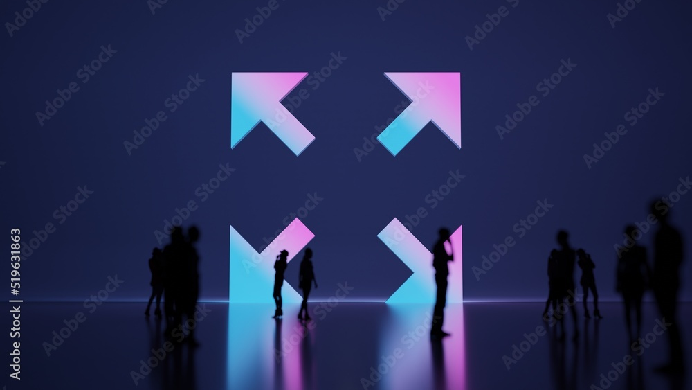 Fototapeta premium 3d rendering people in front of symbol of expand on background
