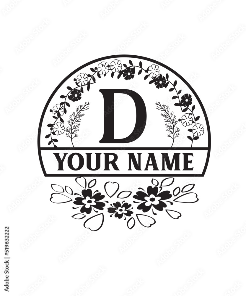 Letter Monogram and Family Name Svg t shirt Design bundle