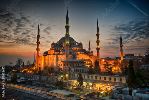 Quadro su tela Blue Mosque (Sultan Ahmed Mosque) at sunset, Istanbul, Turkey