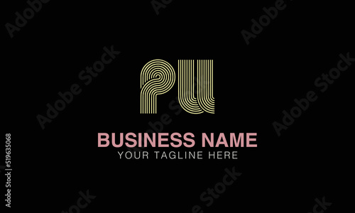 PU initials monogram letter text alphabet logo design