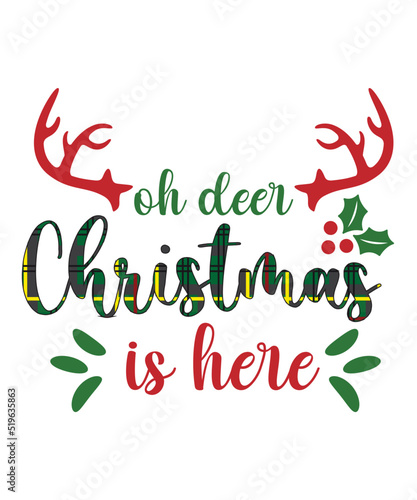 Obraz na plátne OH DEER CHRISTMAS IS HERE T- SHIRT DESIGN