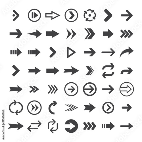 Arrows collection. Set of arrow pictogram icons. Arrowhead symbols.