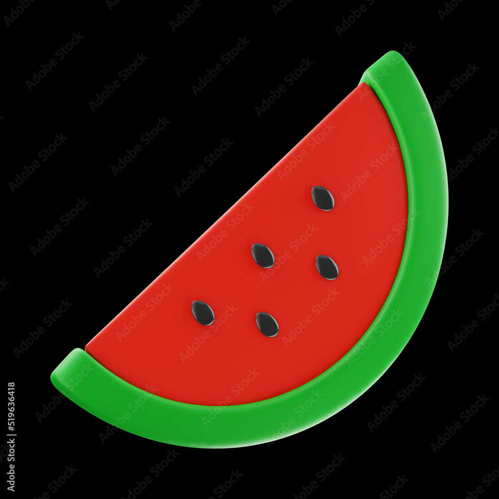fruit watermelon food and drink icon 3d rendering on isolated background