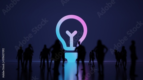 3d rendering people in front of symbol of idea on background