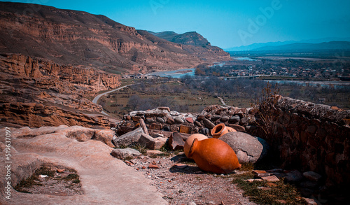 Vászonkép Old kvevri, Georgian traditional wine jugs , on the territory of the cave city U