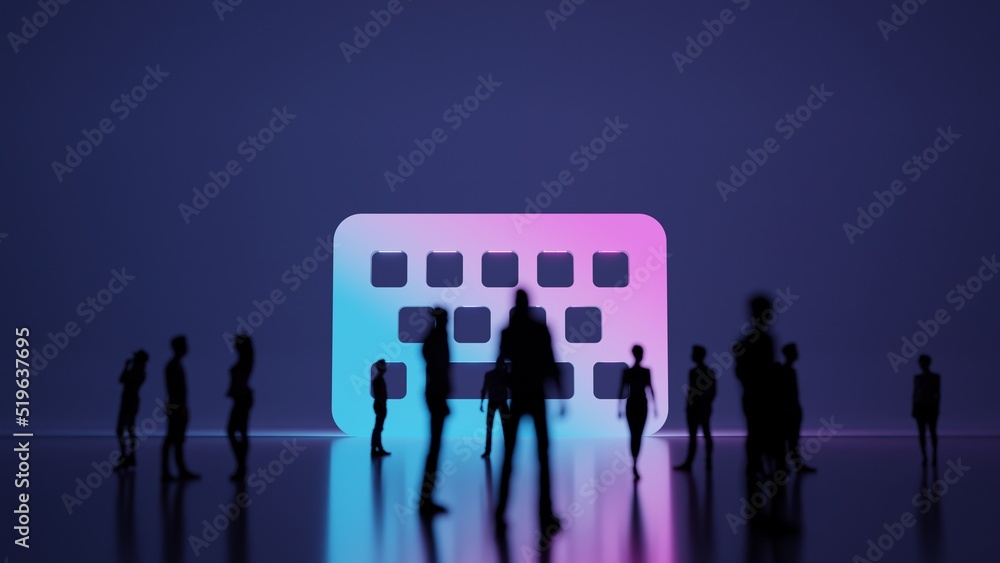 3d rendering people in front of symbol of keyboard on background