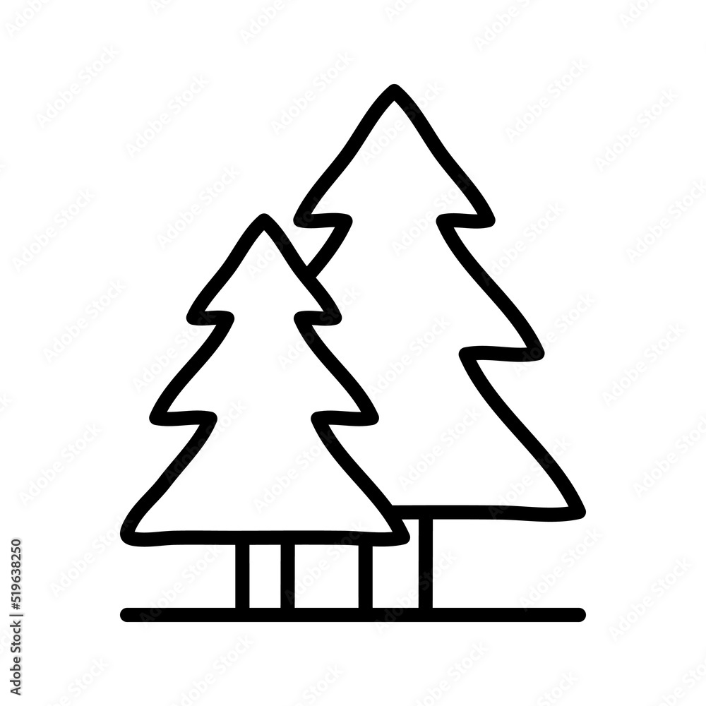 Forest icon. Evergreen tree. Pictogram isolated on a white background. Forest icon. Evergreen tree. Pictogram isolated on a white background.