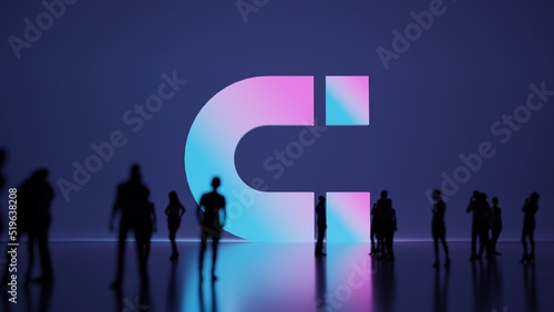3d rendering people in front of symbol of magnet on background photo