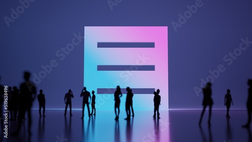 3d rendering people in front of symbol of menu on background