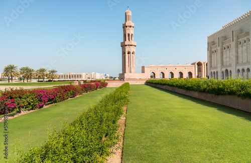 Minaret of the Sultan Qaboos Grand Mosque in Muscat, Oman, Middle East