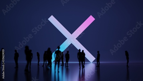 3d rendering people in front of symbol of multiply on background