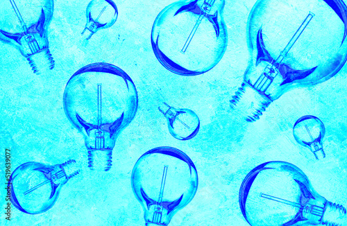 Blue lightbulb concept with Copy Space - stock photo