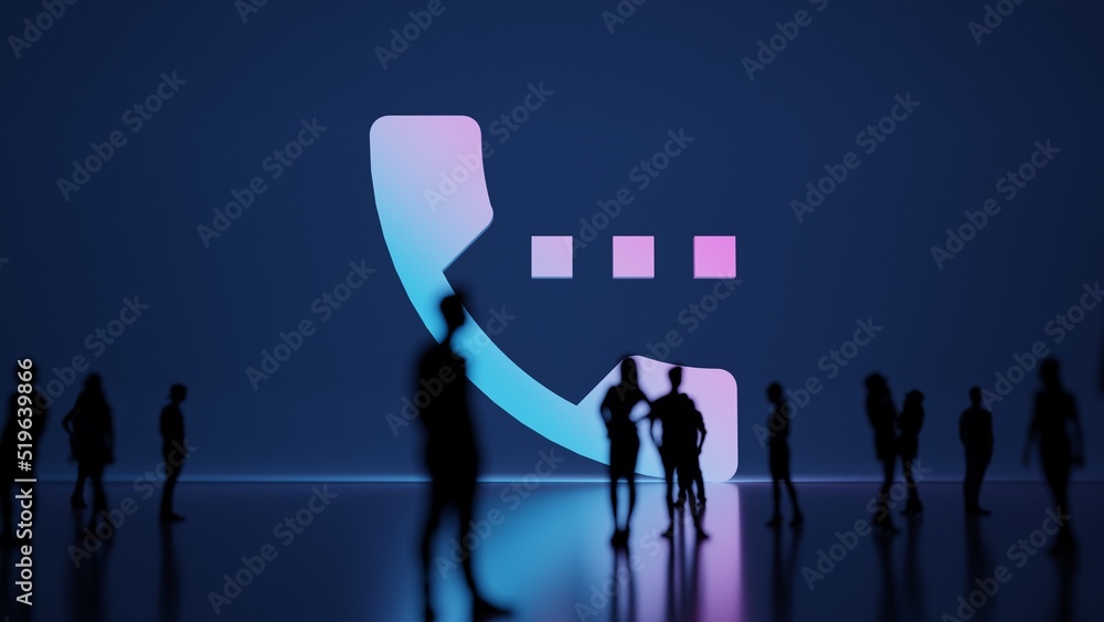 Obraz premium 3d rendering people in front of symbol of phone on background
