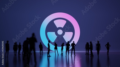 3d rendering people in front of symbol of radiation on background