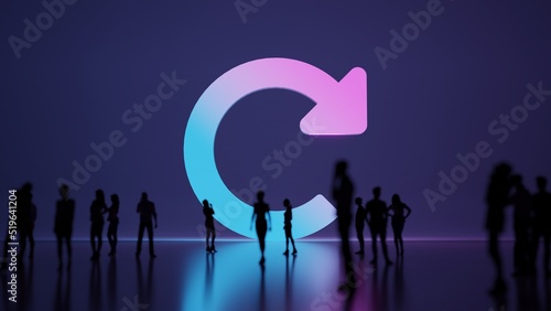 3d rendering people in front of symbol of redo on background