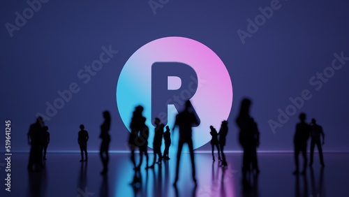 3d rendering people in front of symbol of registered on background