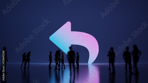 3d rendering people in front of symbol of reply on background