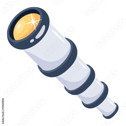 Creatively designed flat icon of spyglass