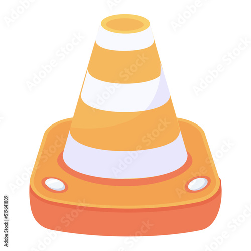 An editable flat icon of traffic cone 