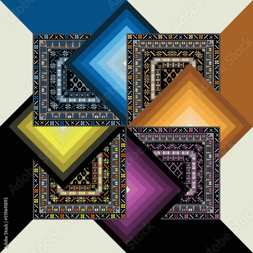 The fashion ethnic pattern design for the scarf