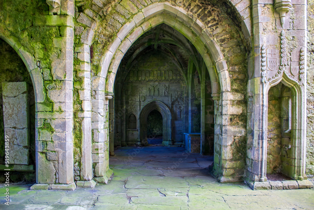 Richly carved interior of the medieval abbey