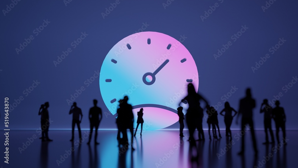 Naklejka premium 3d rendering people in front of symbol of stopwatch on background