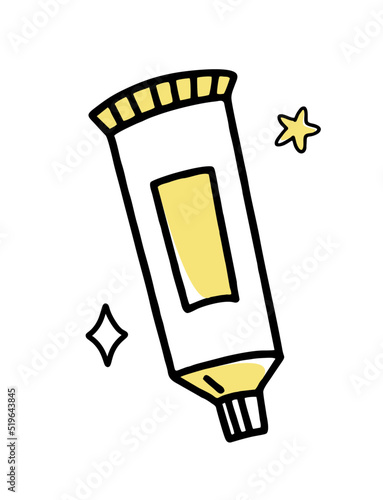 A tube of clipart doodle paint. Vector illustration in line style.
