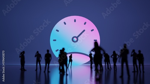 3d rendering people in front of symbol of stopwatch on background