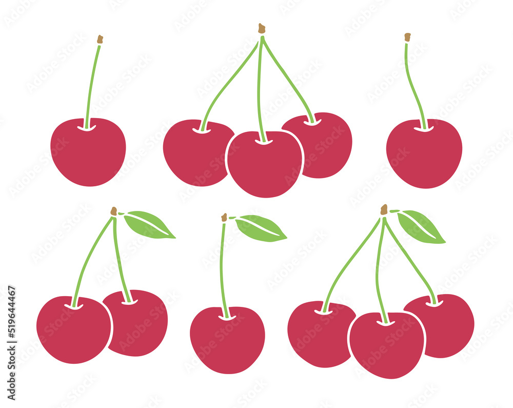 Illustrations of cherries on white Illustrations of cherries on white