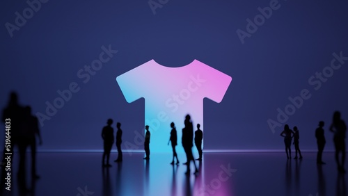 Print op canvas 3d rendering people in front of symbol of t-shirt on background